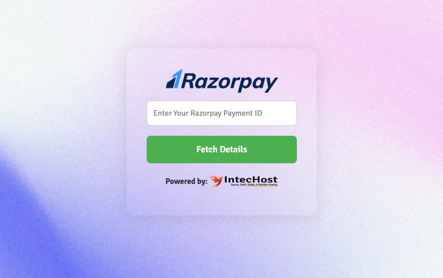 Enter Razorpay Payment ID Screenshot